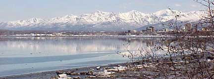 Anchorage and mountains