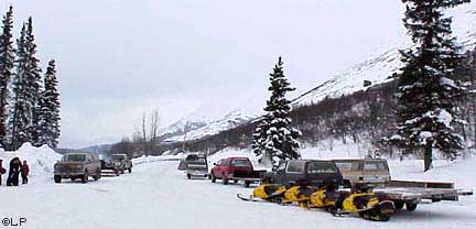 Snowmachines at Summit Lodge
